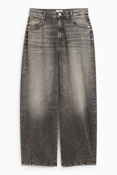 Femei - Balloon jeans - talie medie - denim-gri închis