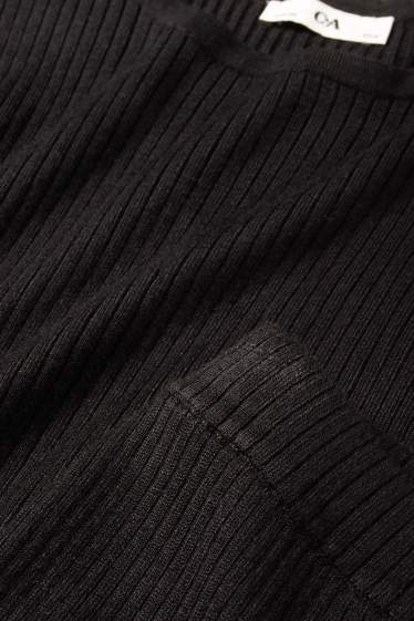 Copii - Fete - Set - tricou cu mânecă lungă și pantaloni din jerseu - reiați - 2 piese - negru