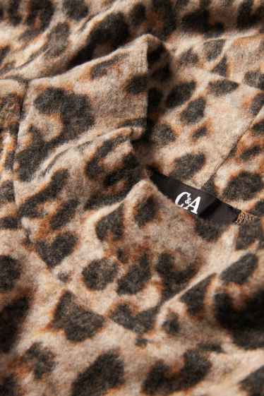 Femei - Bluză de molton - imprimeu de leopard - negru / nej