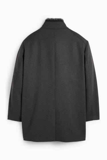 Uomo - Cappotto con inserto in ecopelliccia - grigio scuro