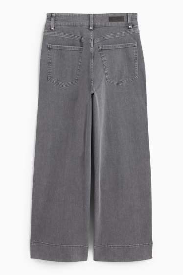 Femei - Crop wide leg jeans - talie înaltă - denim-gri deschis