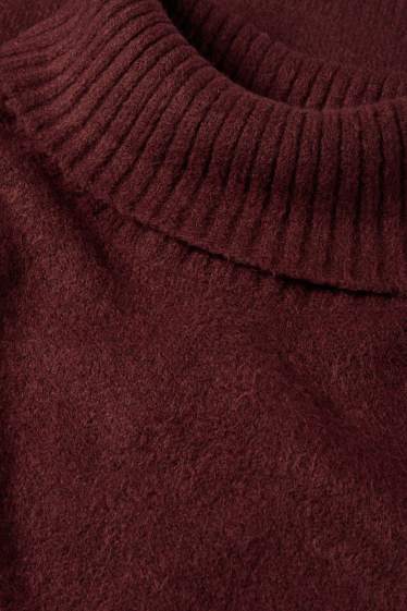 Femei - Rochie din tricot - bordo