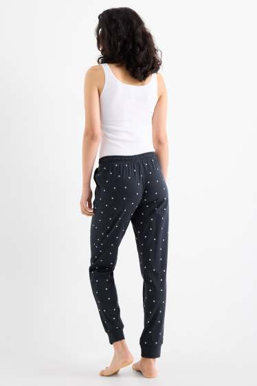 Femei - Pantaloni de pijama - cu flori - albastru închis