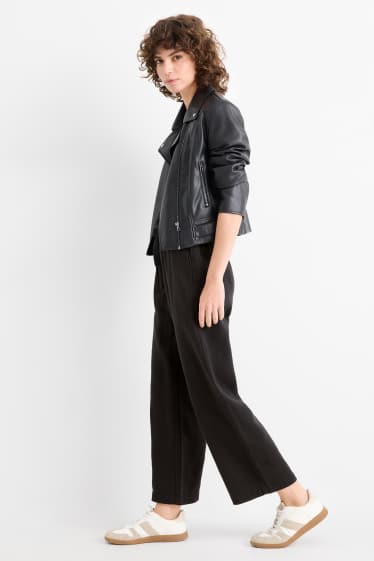 Damen - Stoffhose - High Waist - Barrel Leg - schwarz