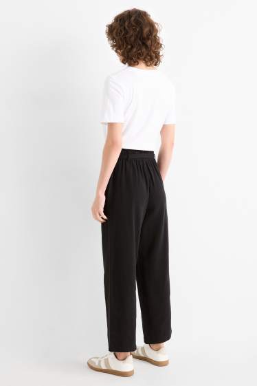 Damen - Stoffhose - High Waist - Barrel Leg - schwarz