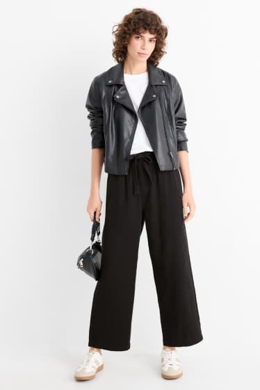 Damen - Stoffhose - High Waist - Barrel Leg - schwarz