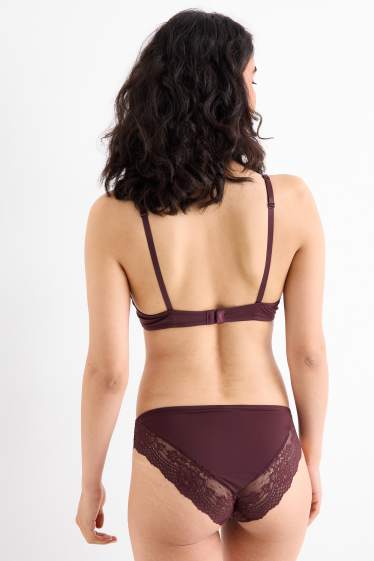 Femei - Sutien cu armătură - PLUNGE - vătuit - bordo