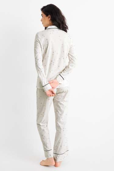 Femei - Set - pijama și mască de dormit - 3 piese - cu model - alb