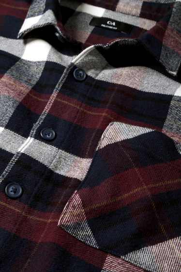 Bărbați - Cămașă din flanel - relaxed fit - guler Kent - în carouri - roșu / albastru închis
