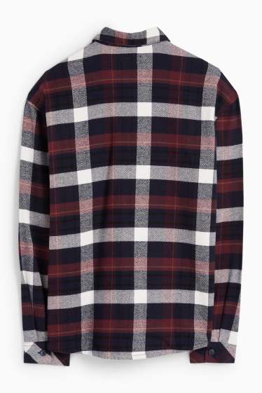 Bărbați - Cămașă din flanel - relaxed fit - guler Kent - în carouri - roșu / albastru închis
