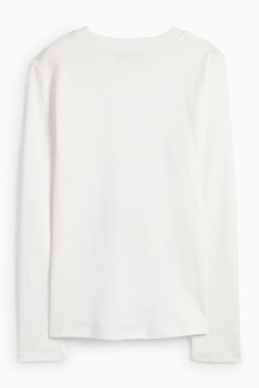 Femei - Tricou cu mânecă lungă - regular fit - aspect lucios - alb