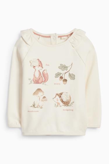 Bebeluși - fete - Vulpe și arici - pijama salopetă bebeluși - alb-crem
