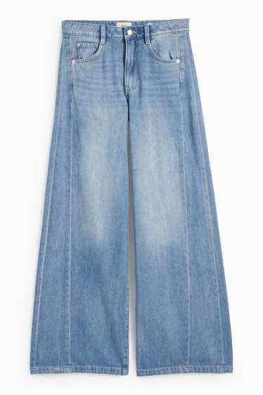 Femei - Wide leg jeans - talie medie - denim-albastru deschis