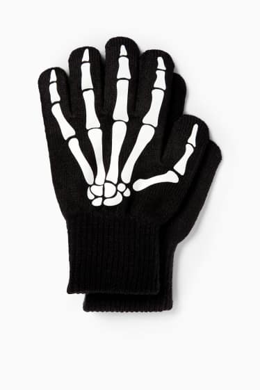 Copii - Băieți - Halloween - schelet - mănuși - glow in the dark - negru / alb