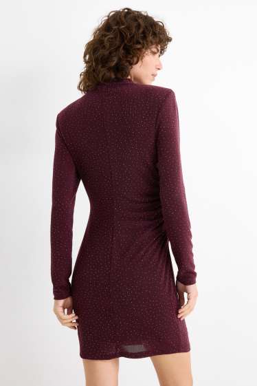 Femei - Rochie bodycon cu ștrasuri - bordo