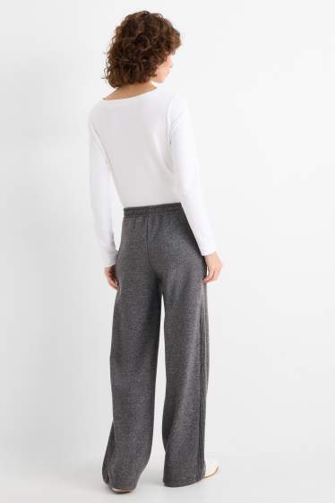 Femei - Pantaloni de trening din tricot - gri închis