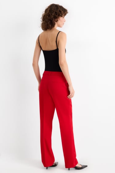 Femei - Pantaloni office - talie medie - regular fit - roșu