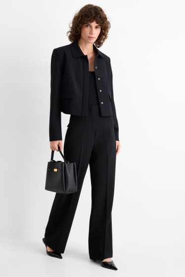 Femei - Pantaloni office - talie înaltă - wide leg - negru