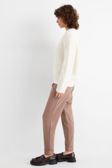 Damen - Jersey-Hose - Mid Waist - Tapered Fit - hellbraun