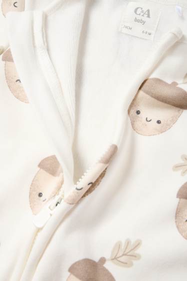 Unisex - Ghindă - pijama salopetă bebeluși - alb-crem