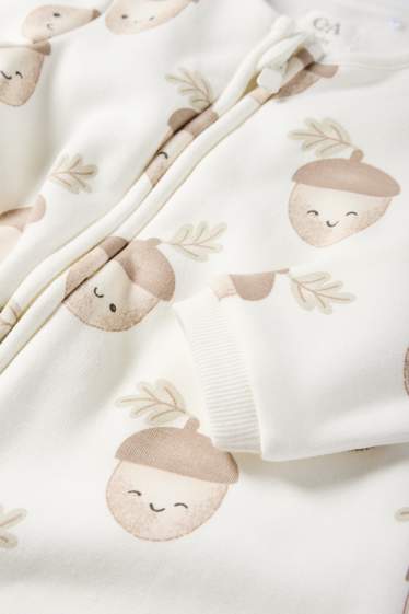 Unisex - Ghindă - pijama salopetă bebeluși - alb-crem