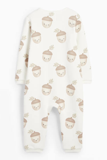Unisex - Ghindă - pijama salopetă bebeluși - alb-crem