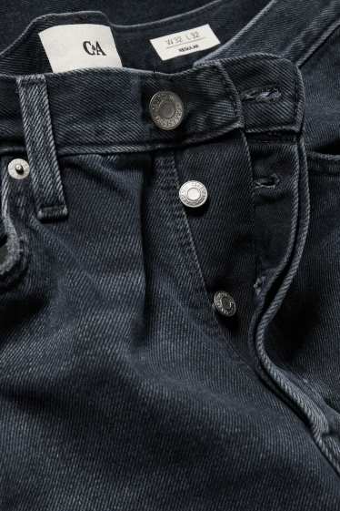 Bărbați - Regular jeans cu fentă cu nasturi - denim-albastru închis