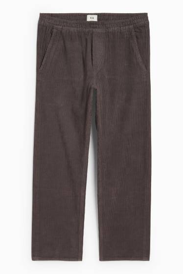Bărbați - Pantaloni din catifea reiată - relaxed fit - gri