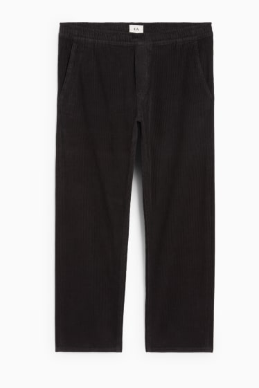 Bărbați - Pantaloni din catifea reiată - relaxed fit - negru