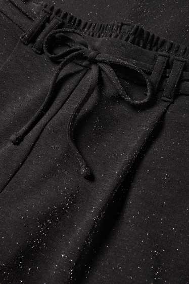 Femei - Pantaloni din jerseu - talie înaltă - wide leg - negru