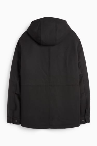 Bărbați - Parka cu glugă - căptușită - negru