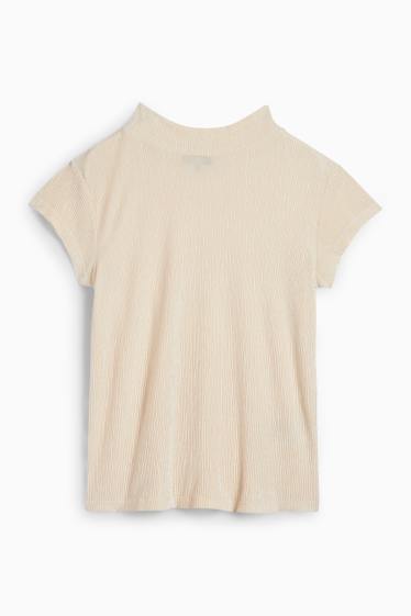 Femei - Tricou din catifea - regular fit - structurat - bej