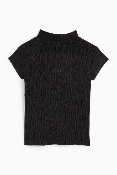 Dámské - Sametové tričko - regular fit - strukturované - černá