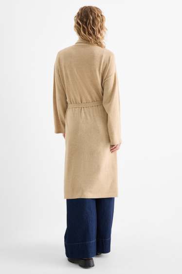 Femei - Cardigan tricotat lung - bej