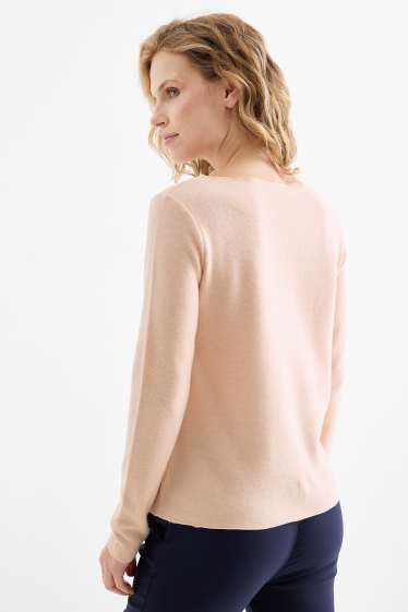 Femei - Tricou cu mânecă lungă - regular fit - reiat - roz