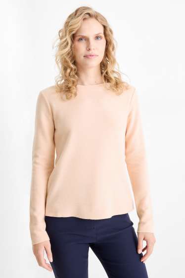 Femei - Tricou cu mânecă lungă - regular fit - reiat - roz