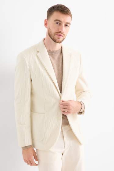 Bărbați - Sacou modular din catifea - regular fit - stretch - alb-crem