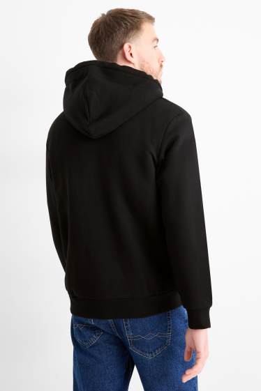 Uomo - Felpa con zip e cappuccio - foderato - nero