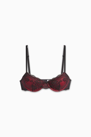 Femei - Sutien cu armătură - DEMI - vătuit - bordo / negru
