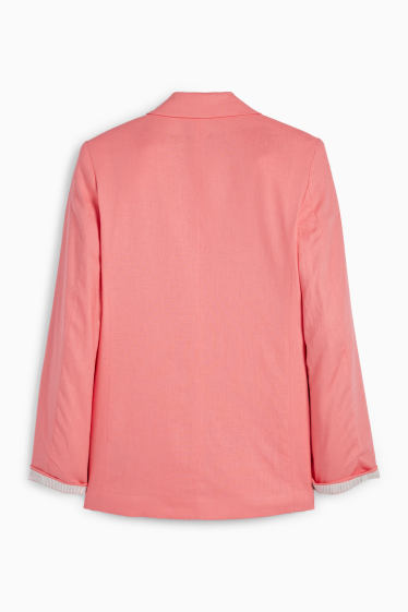 Femei - Blazer lung - relaxed fit - amestec de in - roz închis