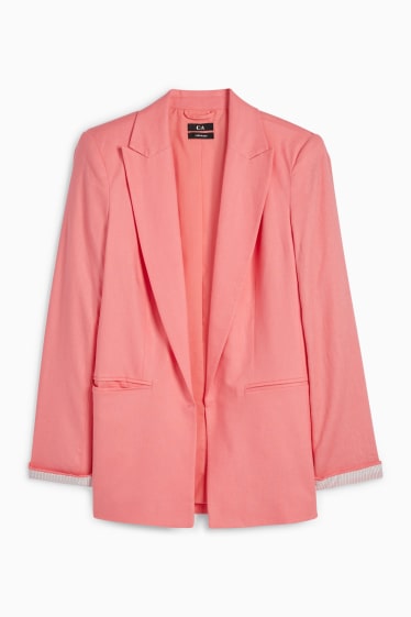 Femei - Blazer lung - relaxed fit - amestec de in - roz închis