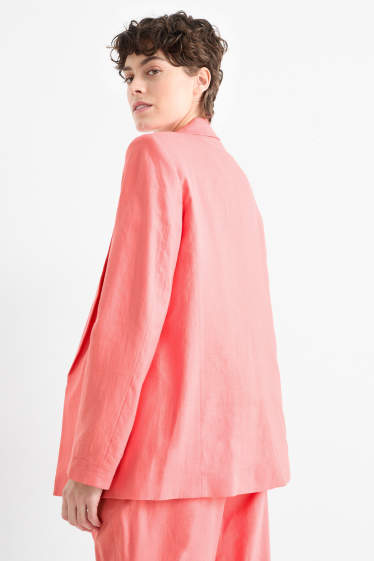 Femei - Blazer lung - relaxed fit - amestec de in - roz închis