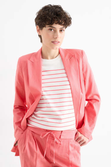Femei - Blazer lung - relaxed fit - amestec de in - roz închis