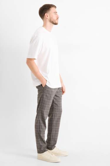 Bărbați - Chino - tapered fit - în carouri - gri-maro