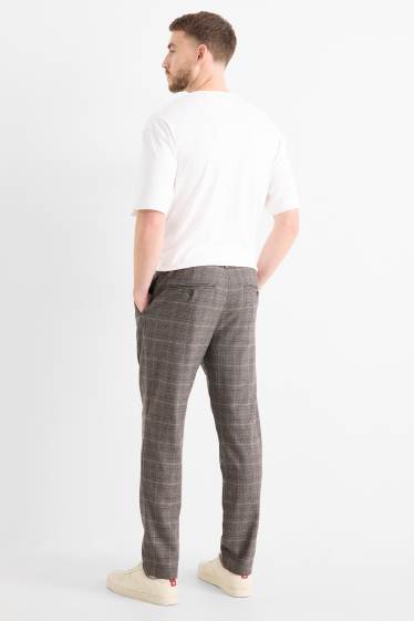 Bărbați - Chino - tapered fit - în carouri - gri-maro