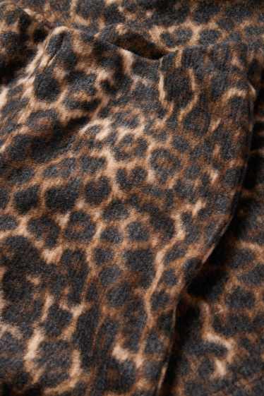 Femei - Colanți evazați - imprimeu de leopard - maro închis