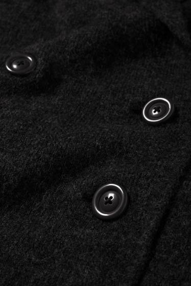 Femei - Cardigan tricotat cu glugă - gri închis