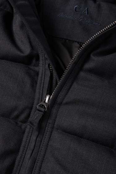 Men - Quilted jacket with hood - water-repellent - dark blue