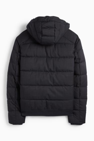 Men - Quilted jacket with hood - water-repellent - dark blue