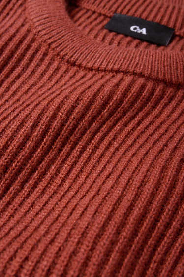 Herren - Pullover - gerippt - rostbraun
